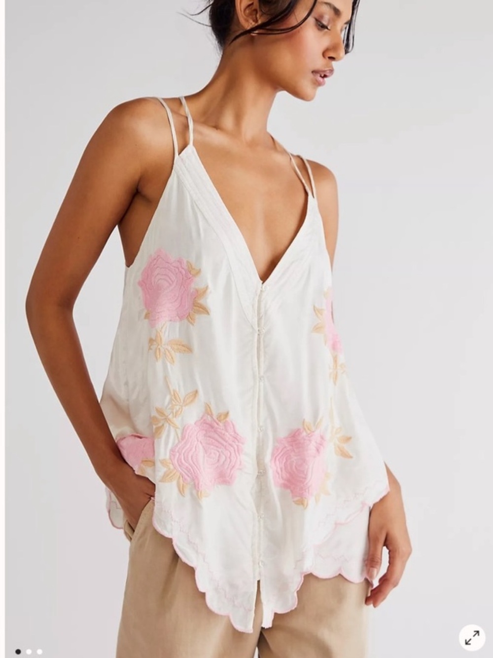 NWT free people Zayda embroidered tank top